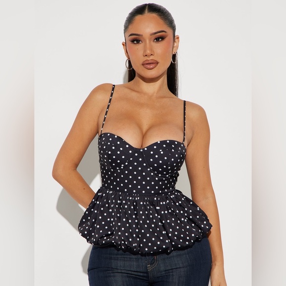 Fashion Nova Polka Dot Bubble top - Picture 1 of 4